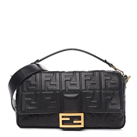 fendi ff 1974|FENDI Nappa FF 1974 Embossed Baguette Black .